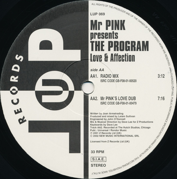 Mr Pink Presents The Program - Love & Affection | LUP Records (LUP 069) - 4 Mr Pink Presents The Program - Love & Affection | LUP Records (LUP 069) - 4