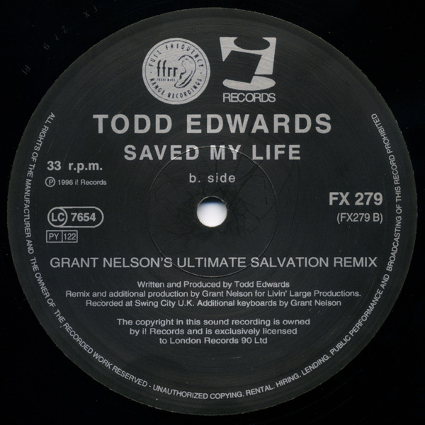 Todd Edwards - Saved My Life | FFRR (FX 279) - 3