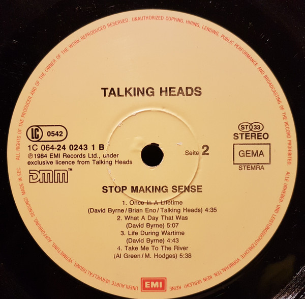 Talking Heads - Stop Making Sense | EMI (1C 064-24 0243 1) - 4