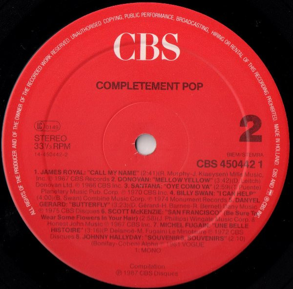 Various - Complètement Pop | CBS (450442 1) - 4 Various - Complètement Pop | CBS (450442 1) - 4