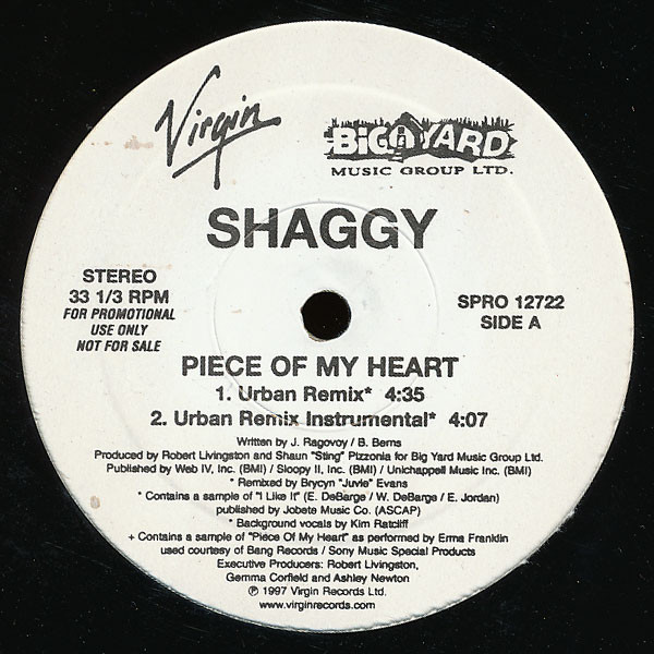 Shaggy Featuring Marsha - Piece Of My Heart | Virgin (7087-6-12722-1)