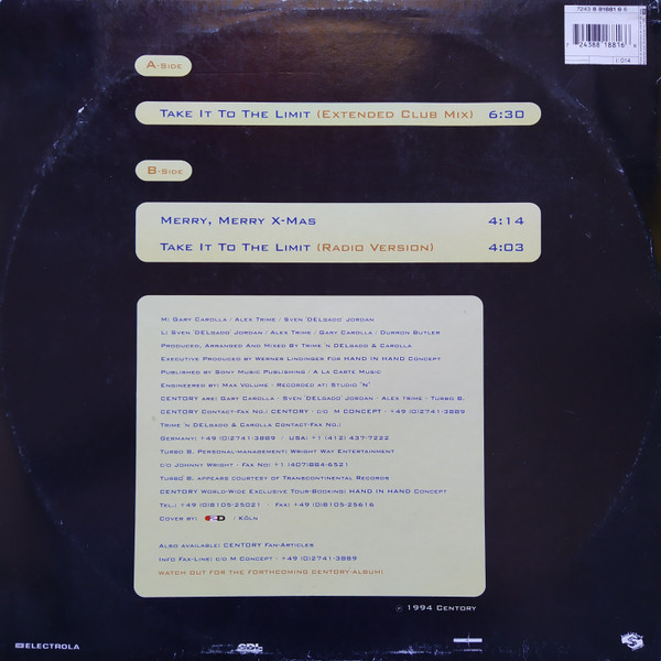 Centory - Take It To The Limit | CDL - Cologne Dance Label (7243 8 81881 6 6) - 4
