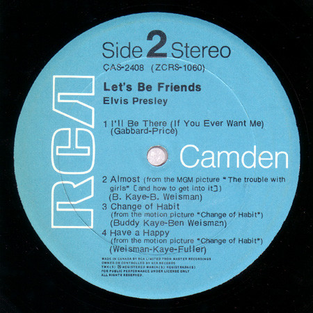 Elvis - Let's Be Friends | RCA Camden (CAS - 2408) - 4 Elvis - Let's Be Friends | RCA Camden (CAS - 2408) - 4