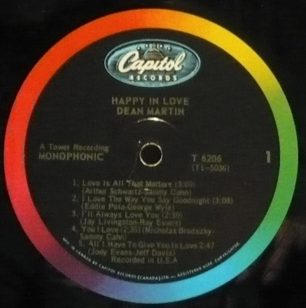 Dean Martin - Happy In Love | Capitol Records (T 6206) - 3 Dean Martin - Happy In Love | Capitol Records (T 6206) - 3