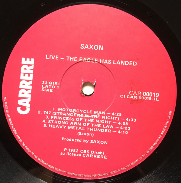 Saxon - The Eagle Has Landed (Live) | Carrere (CAR 00019) - 3