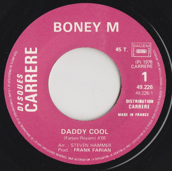 Boney M. - Daddy Cool | Disques Carrere (49.226) - 3