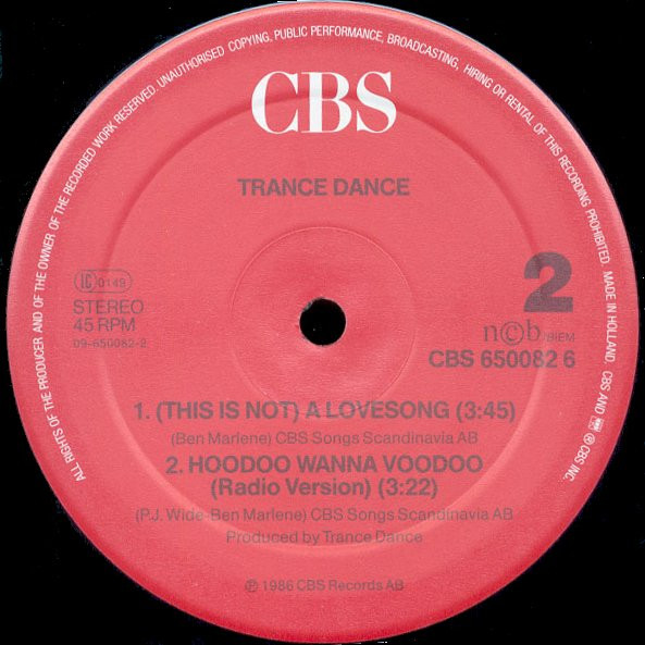 Trance Dance - Hoodoo Wanna Voodoo | CBS (CBS 650082 6) - 7 Trance Dance - Hoodoo Wanna Voodoo | CBS (CBS 650082 6) - 7