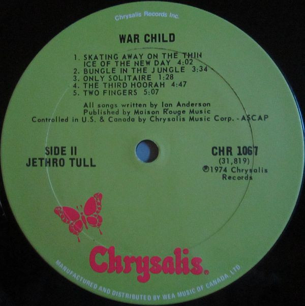 Jethro Tull - War Child | Chrysalis (CHR 1067) - 4