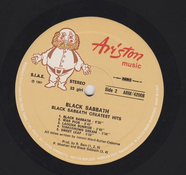 Black Sabbath - Greatest Hits | Ariston Music (ARM/42008) - 4 Black Sabbath - Greatest Hits | Ariston Music (ARM/42008) - 4