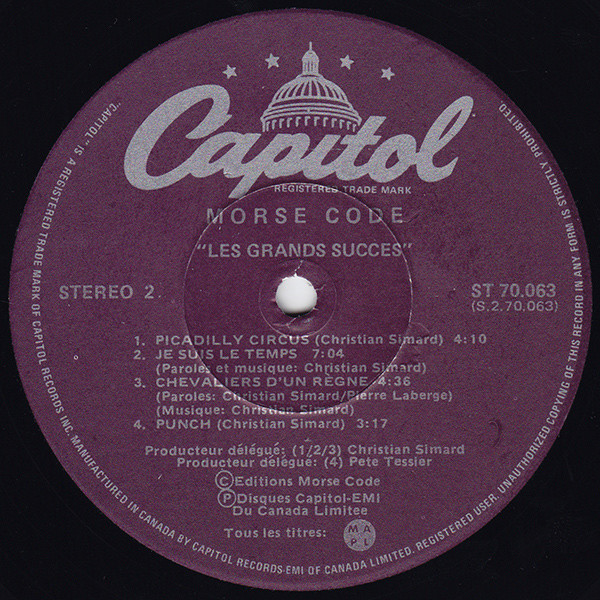 Morse Code - Les Grands Succès | Capitol Records (ST 70.063) - 4 Morse Code - Les Grands Succès | Capitol Records (ST 70.063) - 4