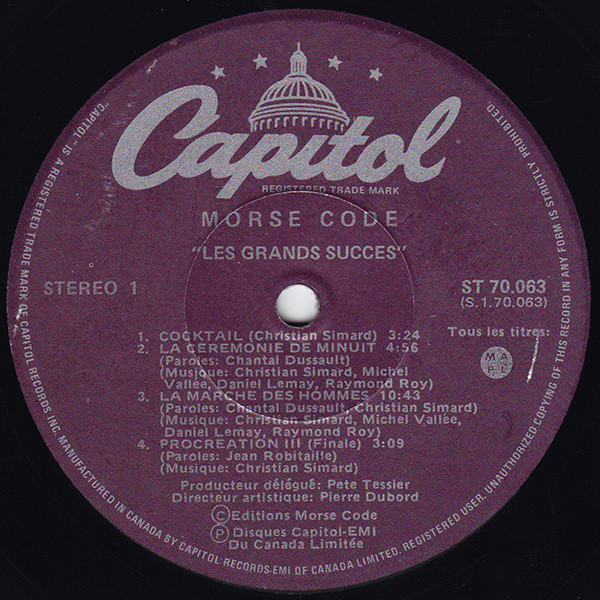 Morse Code - Les Grands Succès | Capitol Records (ST 70.063) - 3 Morse Code - Les Grands Succès | Capitol Records (ST 70.063) - 3