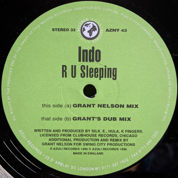 Indo - R U Sleeping (Grant Nelson Remixes) | Azuli Records (AZNY 43) - 2 Indo - R U Sleeping (Grant Nelson Remixes) | Azuli Records (AZNY 43) - 2