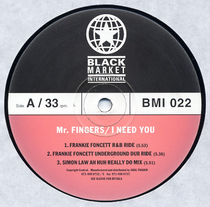 Mr. Fingers - I Need You | Black Market International (BMI 022) - 2 Mr. Fingers - I Need You | Black Market International (BMI 022) - 2