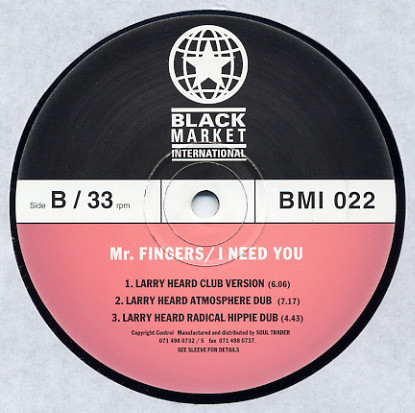 Mr. Fingers - I Need You | Black Market International (BMI 022) - 3 Mr. Fingers - I Need You | Black Market International (BMI 022) - 3