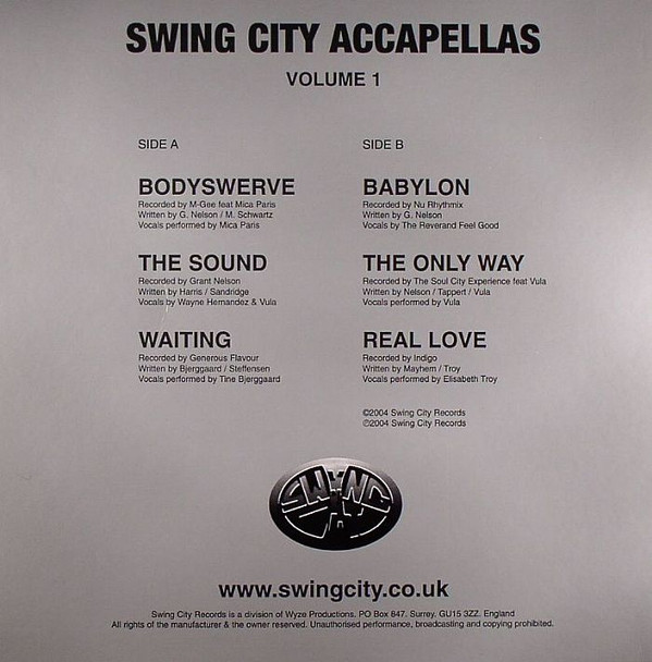 Various - Swing City Accapellas | Swing City Records (CITYLP002) - 2