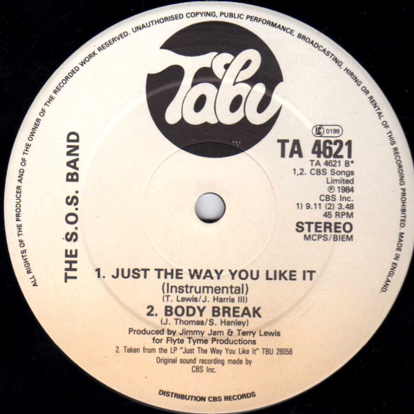 The S.O.S. Band - Just The Way You Like It (Like It Long Mix) | Tabu Records (TA 4621) - 4 The S.O.S. Band - Just The Way You Like It (Like It Long Mix) | Tabu Records (TA 4621) - 4