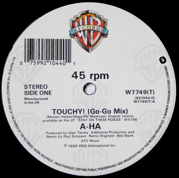 a-ha - Touchy! (Go-Go Mix) | Warner Bros. Records (W7749T) - 3 a-ha - Touchy! (Go-Go Mix) | Warner Bros. Records (W7749T) - 3