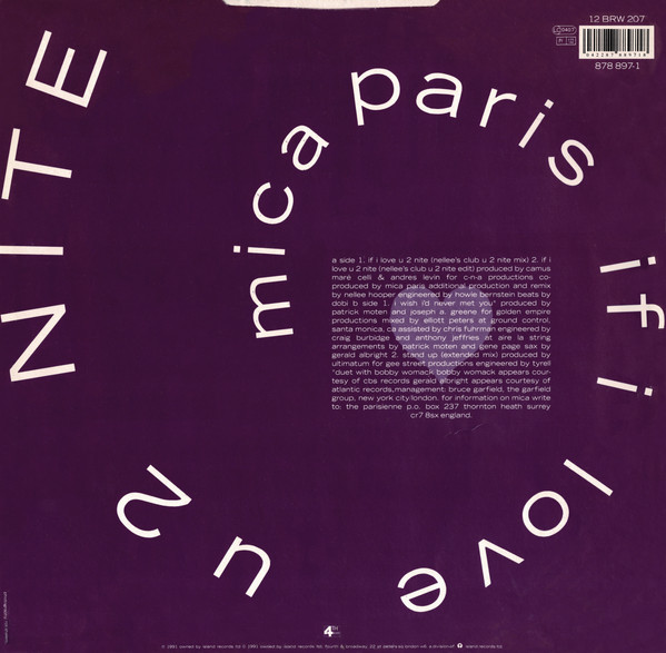Mica Paris - If I Love U 2 Nite | 4th & Broadway (12 BRW 207) - 2