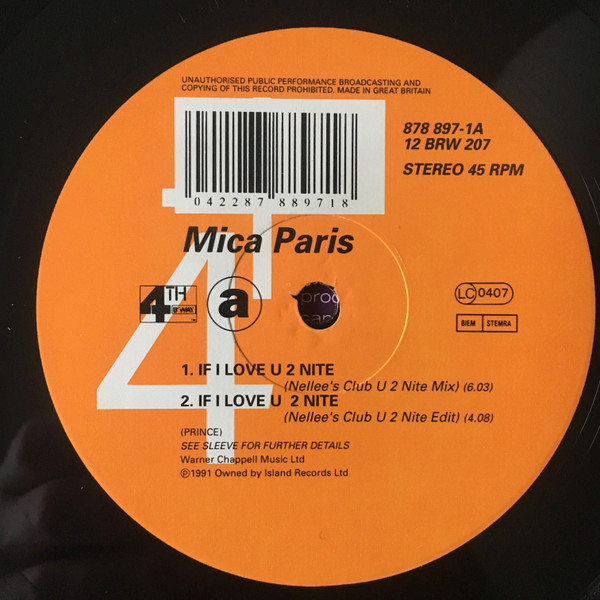 Mica Paris - If I Love U 2 Nite | 4th & Broadway (12 BRW 207) - 3