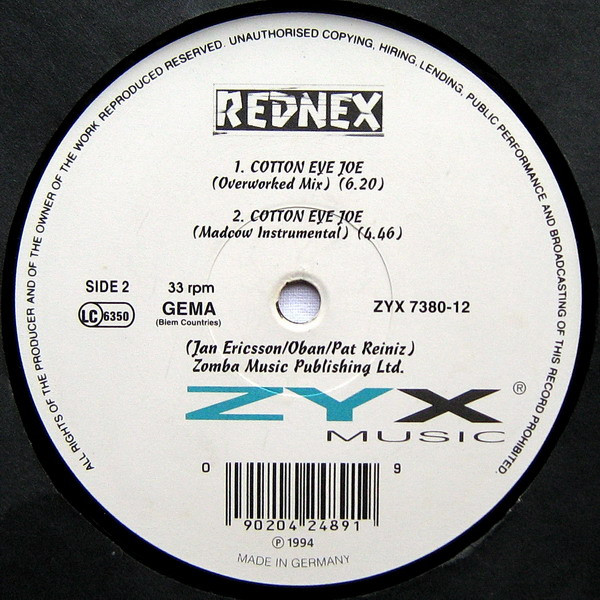 Rednex - Cotton Eye Joe | ZYX Music (ZYX 7380-12) - 2