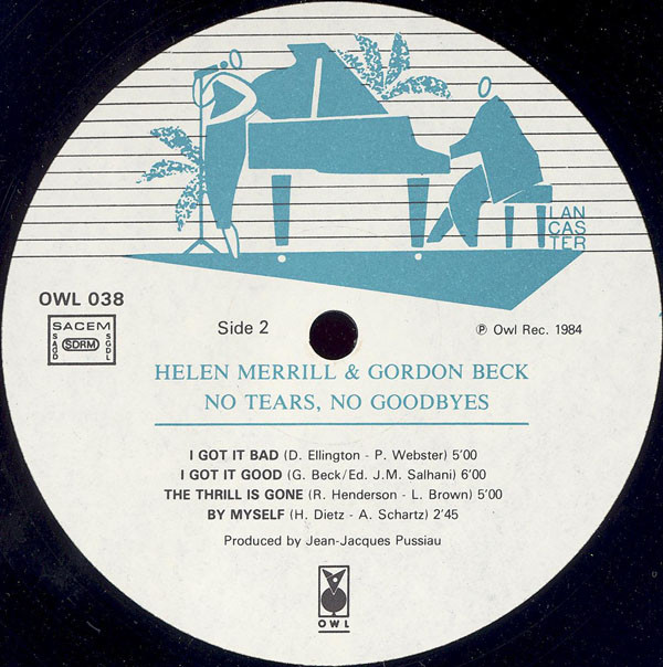 Helen Merrill & Gordon Beck - No Tears, No Goodbyes | Owl Records (OWL 038) - 4