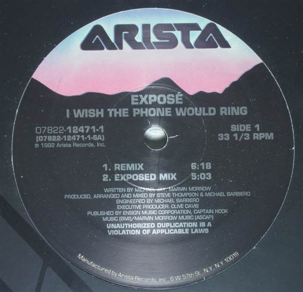Exposé - I Wish The Phone Would Ring | Arista (07822-12471-1)