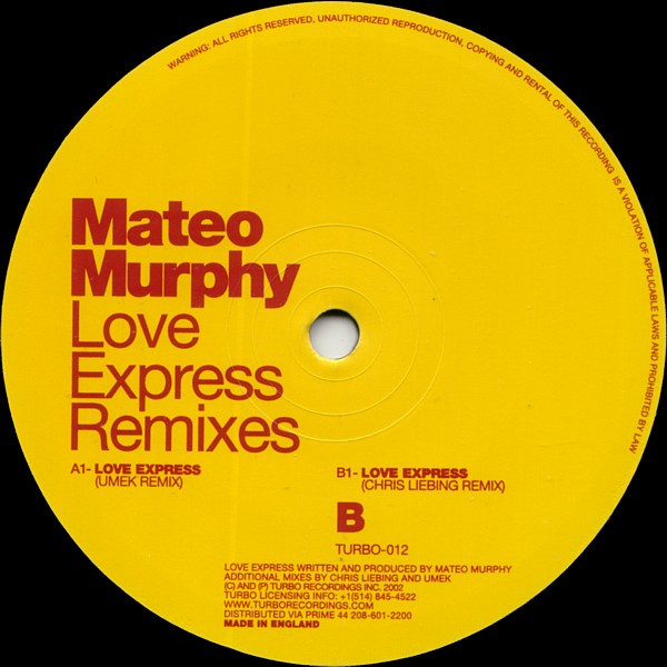 Mateo Murphy - Love Express Remixes | Turbo (TURBO-012) - main