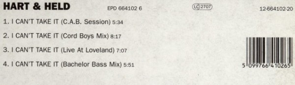 Hart & Held - I Can't Take It | Epidrome (EPD 664102 6) - 2 Hart & Held - I Can't Take It | Epidrome (EPD 664102 6) - 2