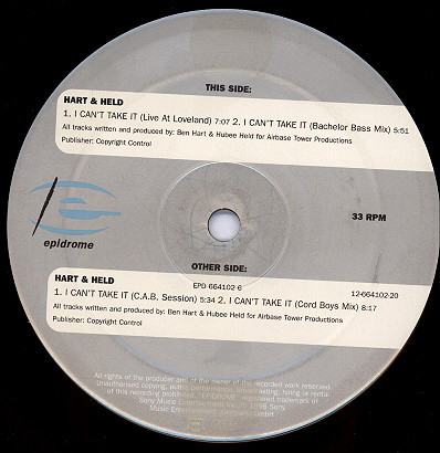Hart & Held - I Can't Take It | Epidrome (EPD 664102 6)