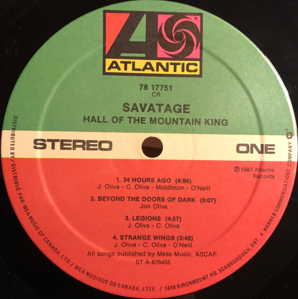 Savatage - Hall Of The Mountain King [Vinyl] | Atlantic (78 17751) - 3