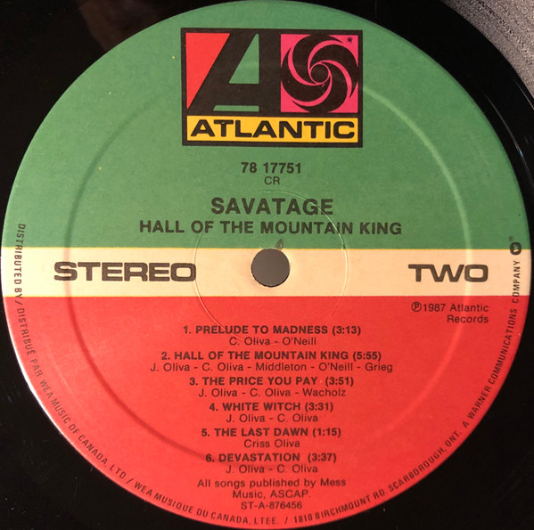 Savatage - Hall Of The Mountain King [Vinyl] | Atlantic (78 17751) - 4