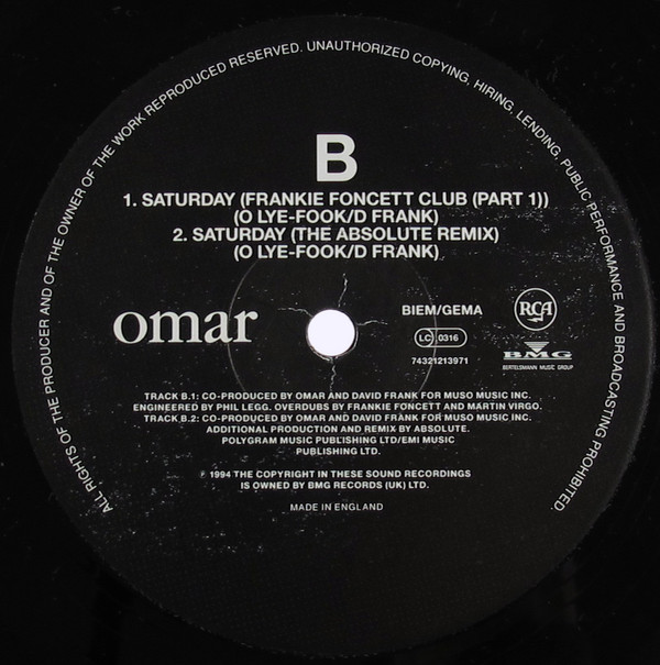 Omar - Outside / Saturday | RCA (74321 21397 1) - 3