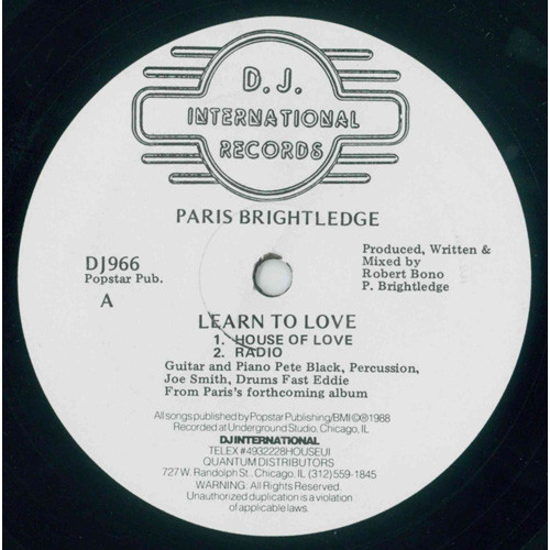 Paris Brightledge - Learn To Love | D.J. International Records (DJ966) - main Paris Brightledge - Learn To Love | D.J. International Records (DJ966) - main