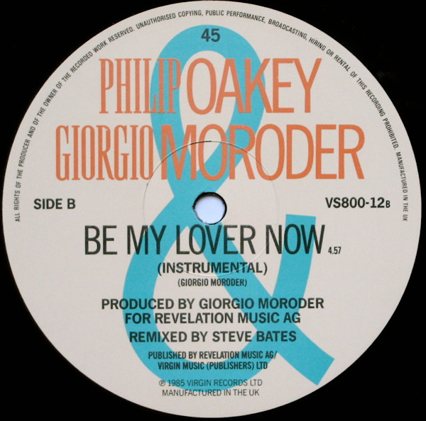Philip Oakey  &  Giorgio Moroder - Be My Lover Now | Virgin (VS800-12) - 4