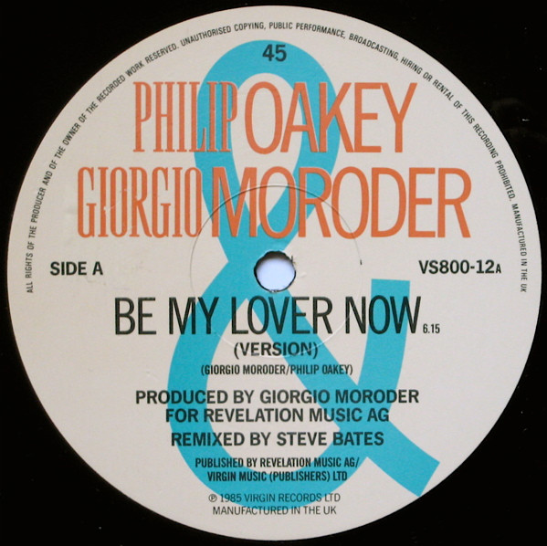 Philip Oakey  &  Giorgio Moroder - Be My Lover Now | Virgin (VS800-12) - 3