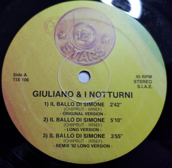 Giuliano E I Notturni - IL Ballo Di Simone / El Baile De Simon | 12 Inch Stars (TIX 106) - 3 Giuliano E I Notturni - IL Ballo Di Simone / El Baile De Simon | 12 Inch Stars (TIX 106) - 3