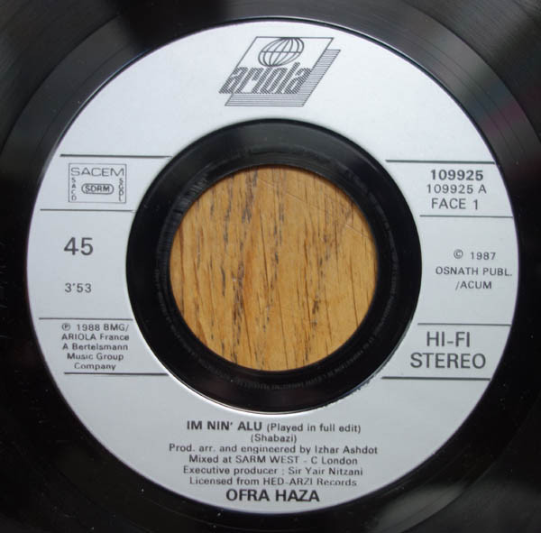 Ofra Haza - Im Nin' Alu (Played In Full Edit) | Ariola (109 925) - 3