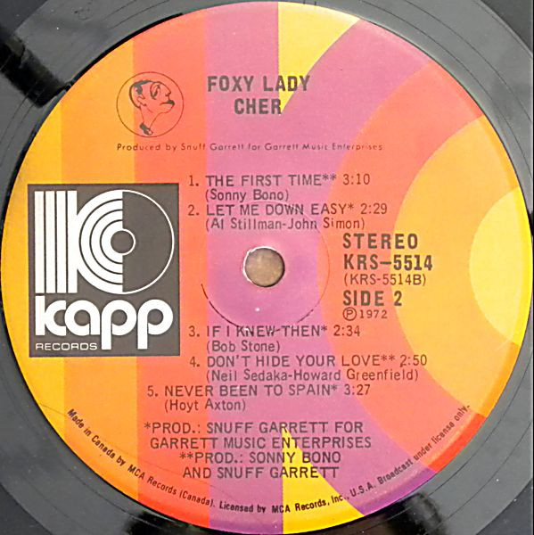 Cher - Foxy Lady | Kapp Records (KRS-5514) - 4 Cher - Foxy Lady | Kapp Records (KRS-5514) - 4