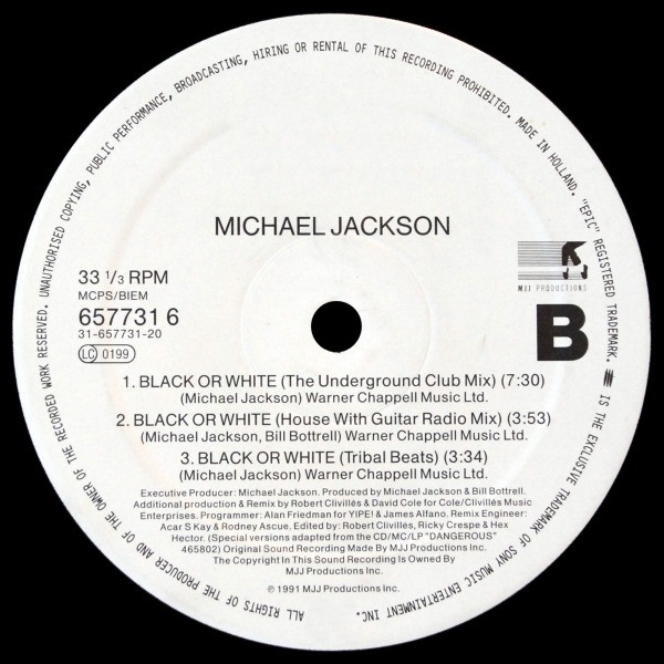 Michael Jackson - Black Or White (The Clivillés & Cole (C&C) Remixes) | Epic (657731 6) - 4