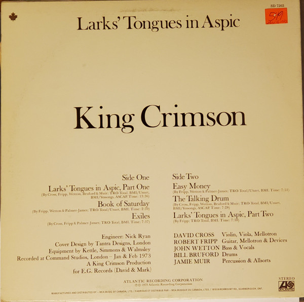 King Crimson - Larks' Tongues In Aspic | Atlantic (SD 7263) - 2