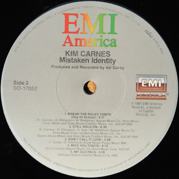 Kim Carnes - Mistaken Identity | EMI America (SO-17052) - 4 Kim Carnes - Mistaken Identity | EMI America (SO-17052) - 4