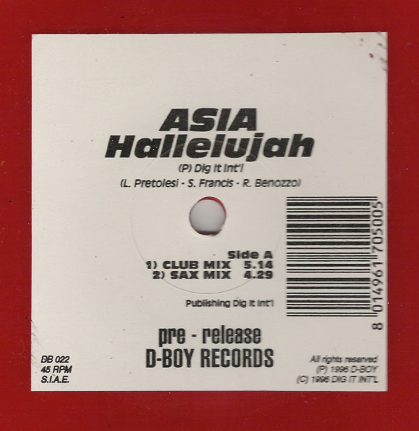 Asia - Hallelujah | D-Boy Records (DB 022) - 3 Asia - Hallelujah | D-Boy Records (DB 022) - 3