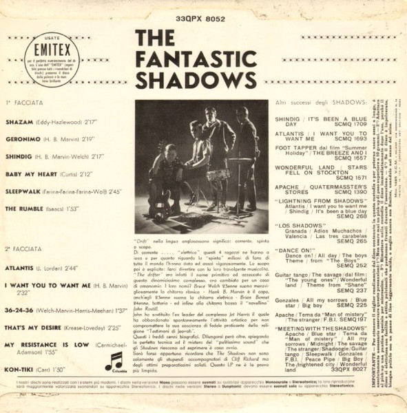 The Shadows - The Fantastic Shadows | Columbia (33QPX 8052) - 2 The Shadows - The Fantastic Shadows | Columbia (33QPX 8052) - 2