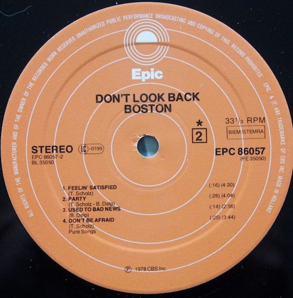 Boston - Don't Look Back | Epic (EPC 86057) - 6