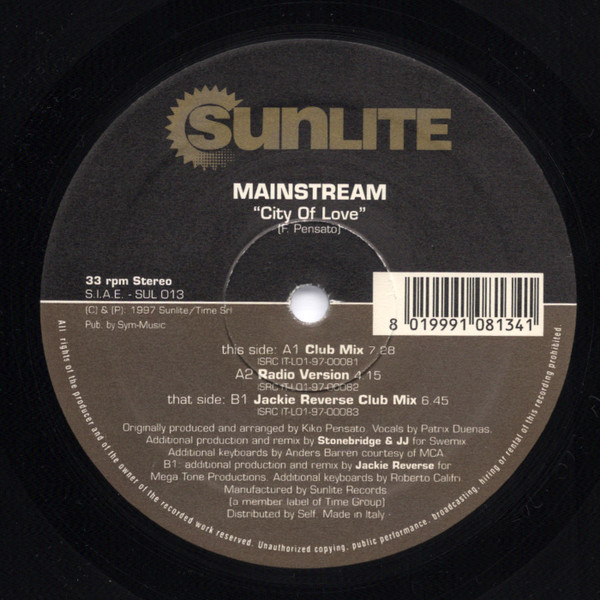 Mainstream - City Of Love | Sunlite (SUL 013) - 2 Mainstream - City Of Love | Sunlite (SUL 013) - 2