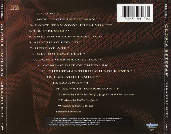 Gloria Estefan - Greatest Hits | Epic (CEK 53046) - 3 Gloria Estefan - Greatest Hits | Epic (CEK 53046) - 3