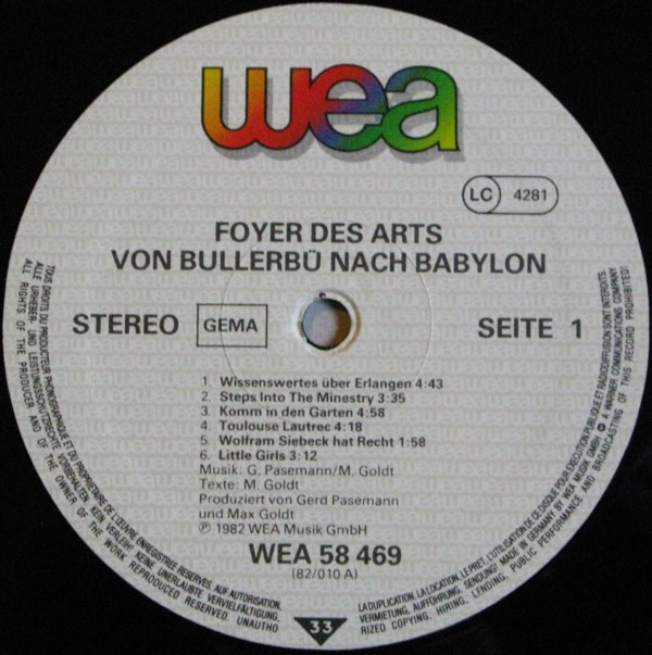 Foyer Des Arts - Von Bullerbü Nach Babylon | WEA (WEA 58 469) - 3 Foyer Des Arts - Von Bullerbü Nach Babylon | WEA (WEA 58 469) - 3