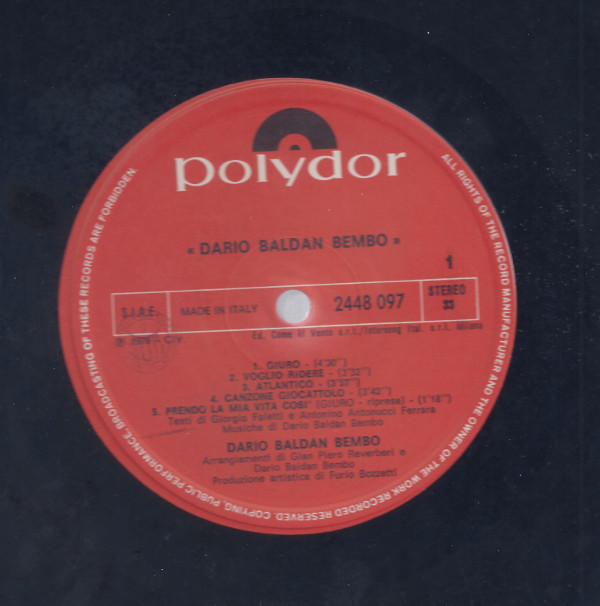 Dario Baldan Bembo - Dario Baldan Bembo | Polydor (2448 097) - 3