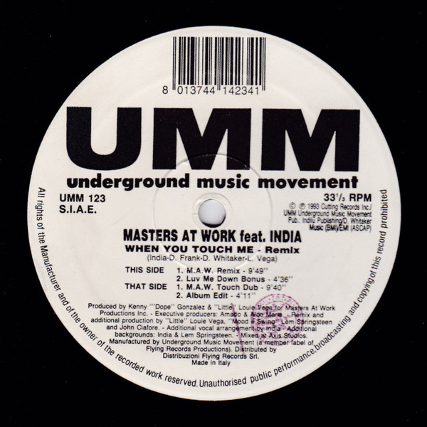 Masters At Work Feat. India - When You Touch Me (Remix) | UMM (UMM 123) - main