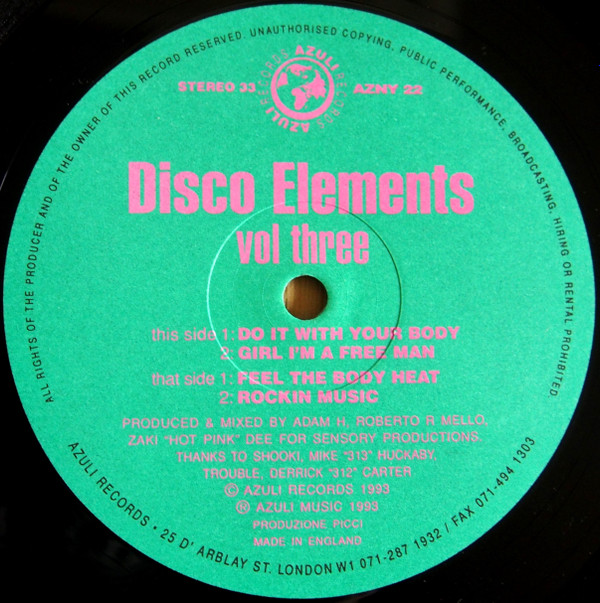 Disco Elements - Volume Three | Azuli Records (AZULI 23) - 2